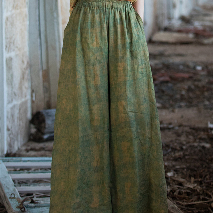 Title 2, Pantaloni casual distressed in ramie, lino e co...