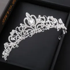 Baroque Crown Headband Bridal Crown - Silver - View 1
