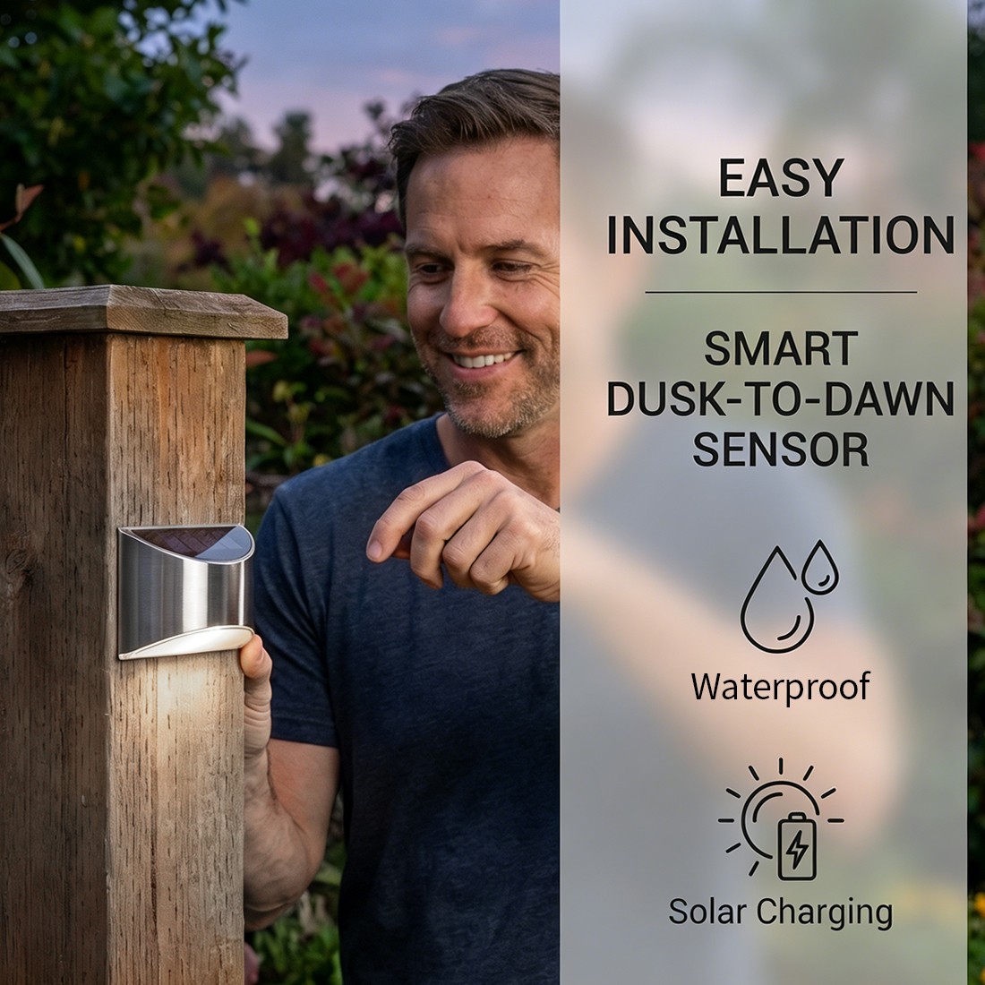 4PCS Super Bright Solar Powered Door Fence Wall Lights LED Outdoor Garden Lamp