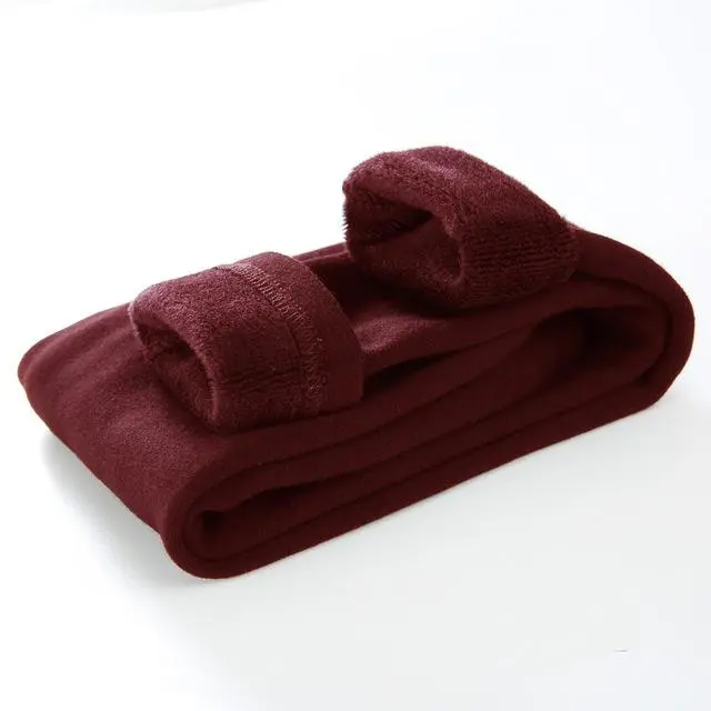 Children's Leggings Winter Plus Velvet Thick Cotton - Wine