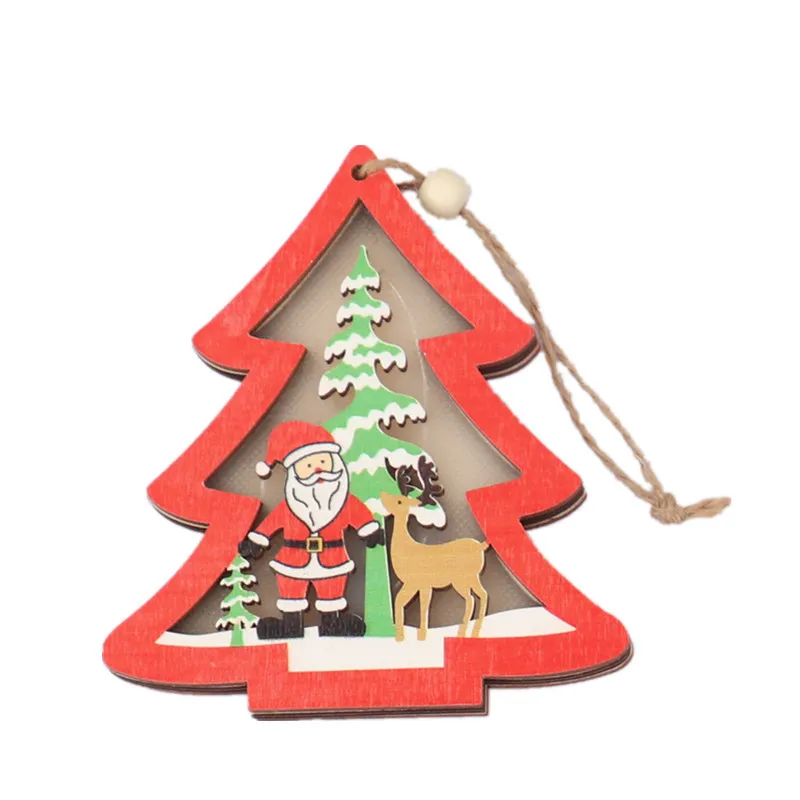 Christmas Decorations Hollow Wooden Pendant Creative Light Included Car Tree Ornaments Christmas Decor Kids Christmas Indoor – image 8