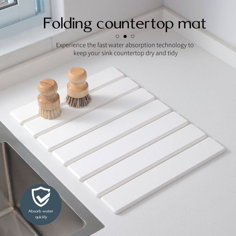 Foldable Stone Dish Drying Mat Super Absorbent Diatomaceous