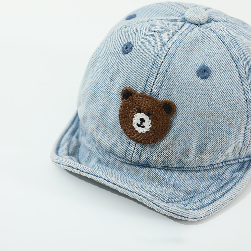 Summer Children's Knit Teddy Bear Applique Floppy Brimmed Cute And Soothing Baby Baseball Cap Suitable For Daily Commuting And Outdoor Wear 4
