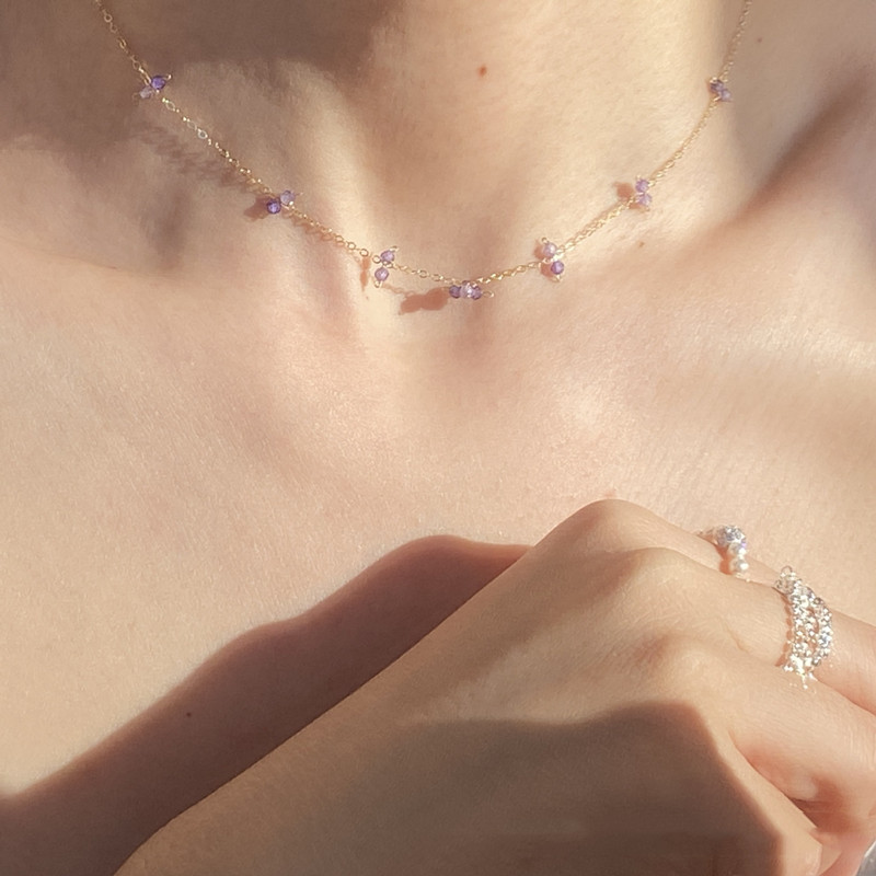 Niche Vintage Crystal Zircon Star Clavicle Chain