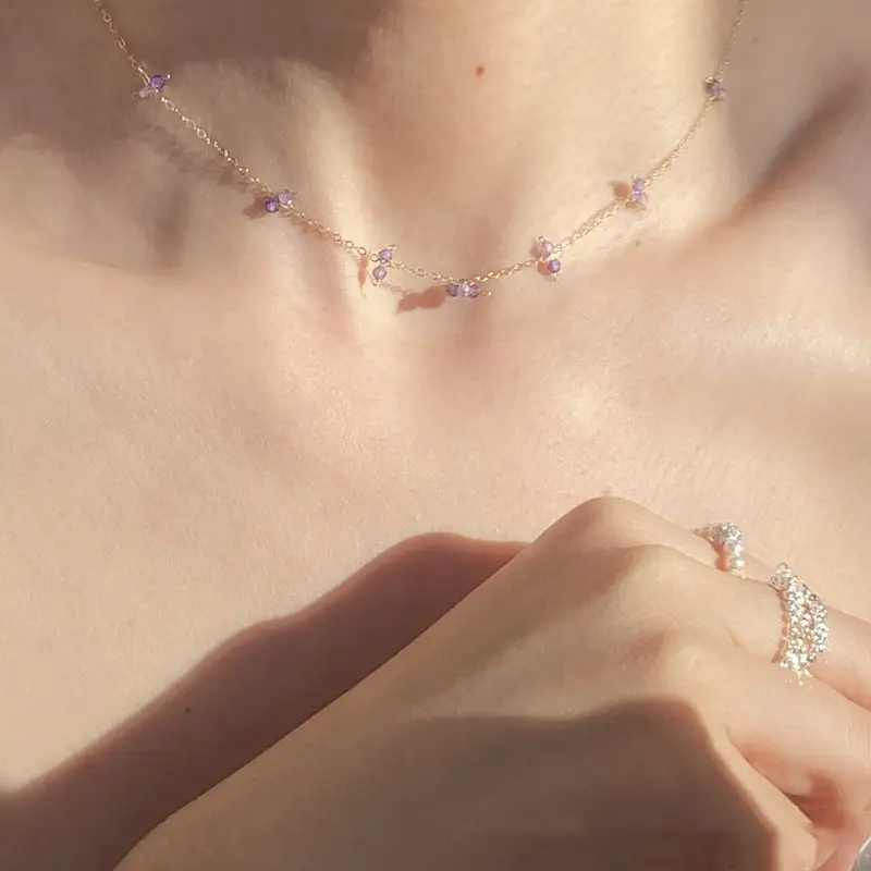 Niche Vintage Crystal Zircon Star Clavicle Chain
