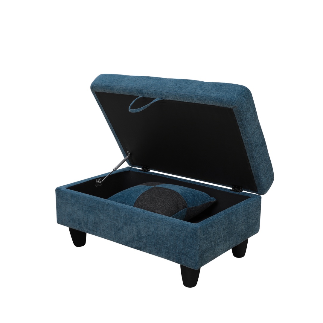 Pickup Only--Blue Flannel 3-Piece Couch Living Room Sofa Set