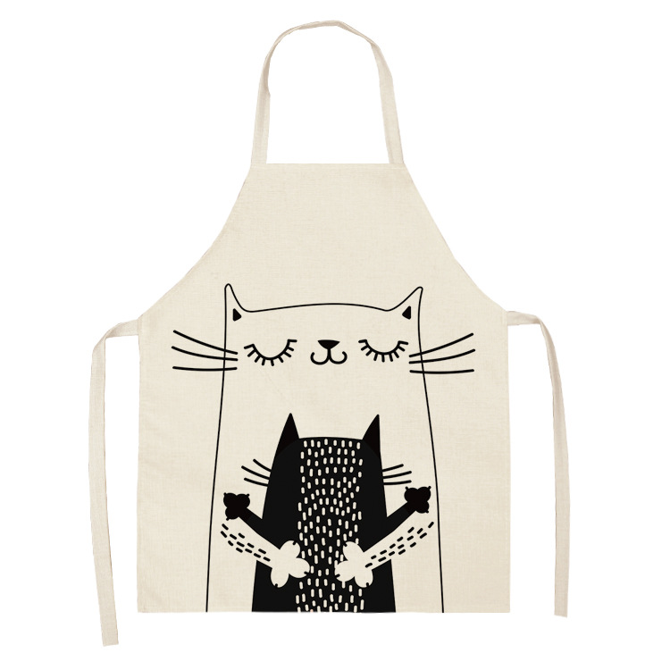 Title 3, Black and white cat pattern cooking overalls cu...