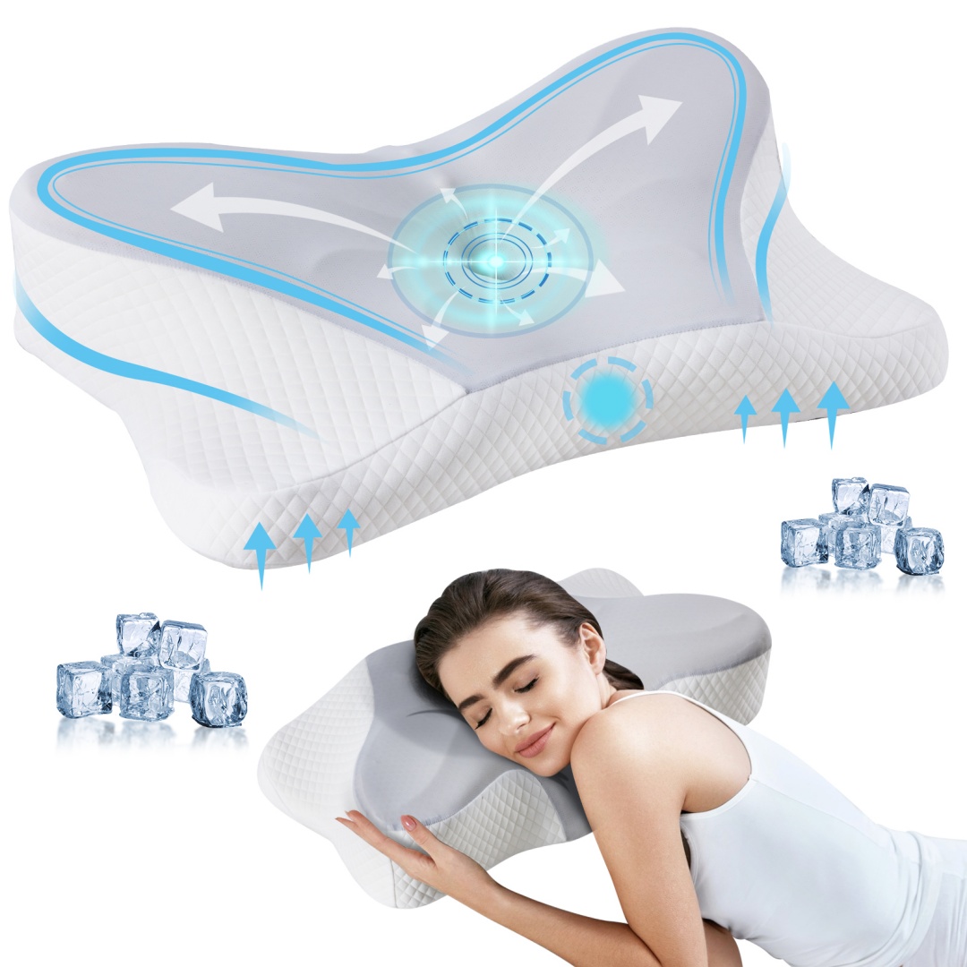 Cervical Neck Pillow, Cooling Ergonomic Memory Foam Pillows  Dual Height Orthopedic Support Contour Pillow For Side — foto 25