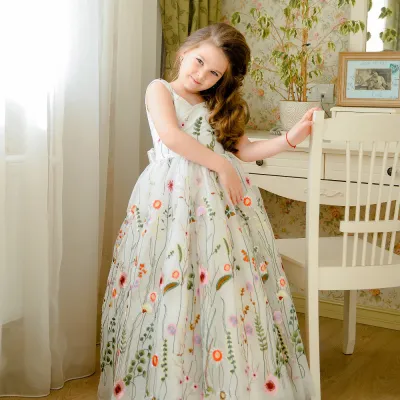 Fashion Girl's Dress Sleeveless Gauze Skirt