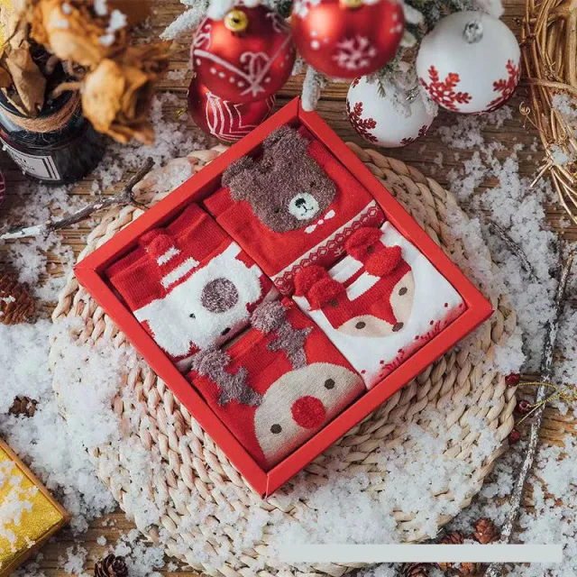New Year And Christmas Present In Tube Animal Socks Little Fox Gift Box One Size - Shop at LoveMi