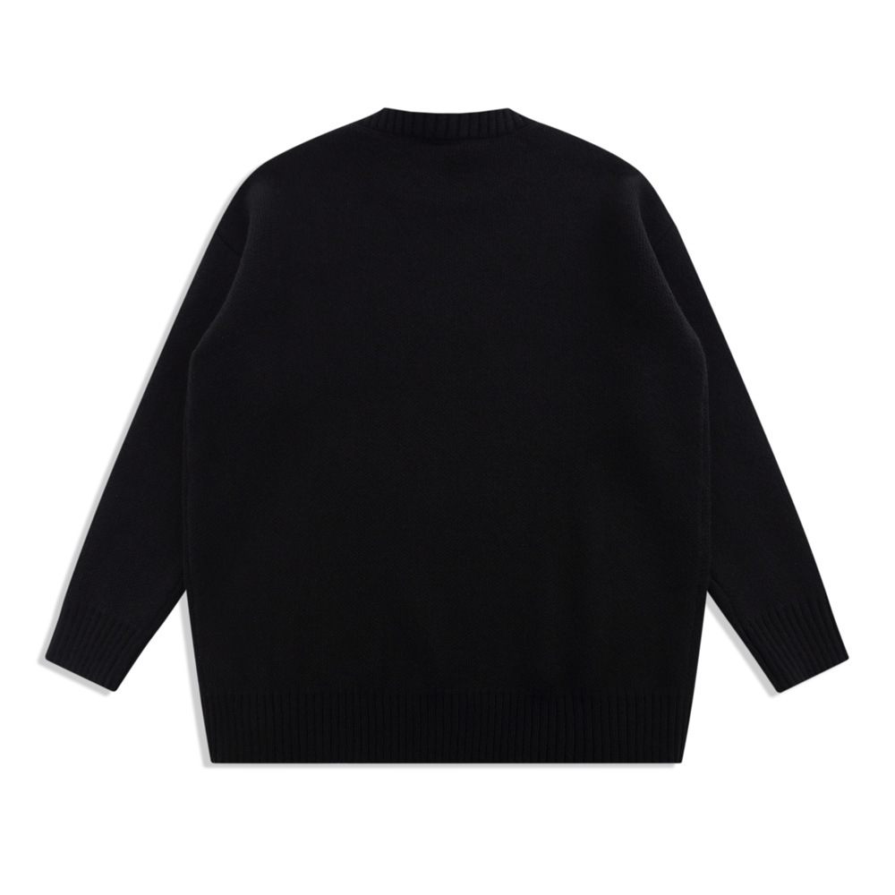 Snow Mountain Letter Jacquard Knit Men's Street Trend Loose Round Neck Sweater