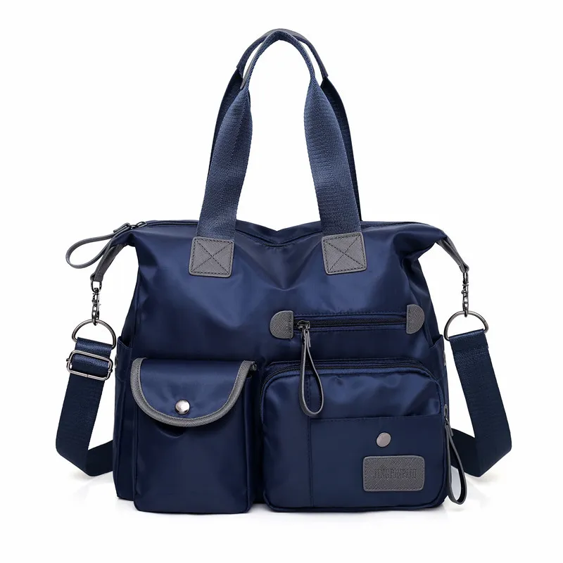 Large Capacity Multi-pocket Shoulder Bag For Women Nylon Waterproof Handbags Female Casual Commuting Messenger Crossbody Bags - Blue