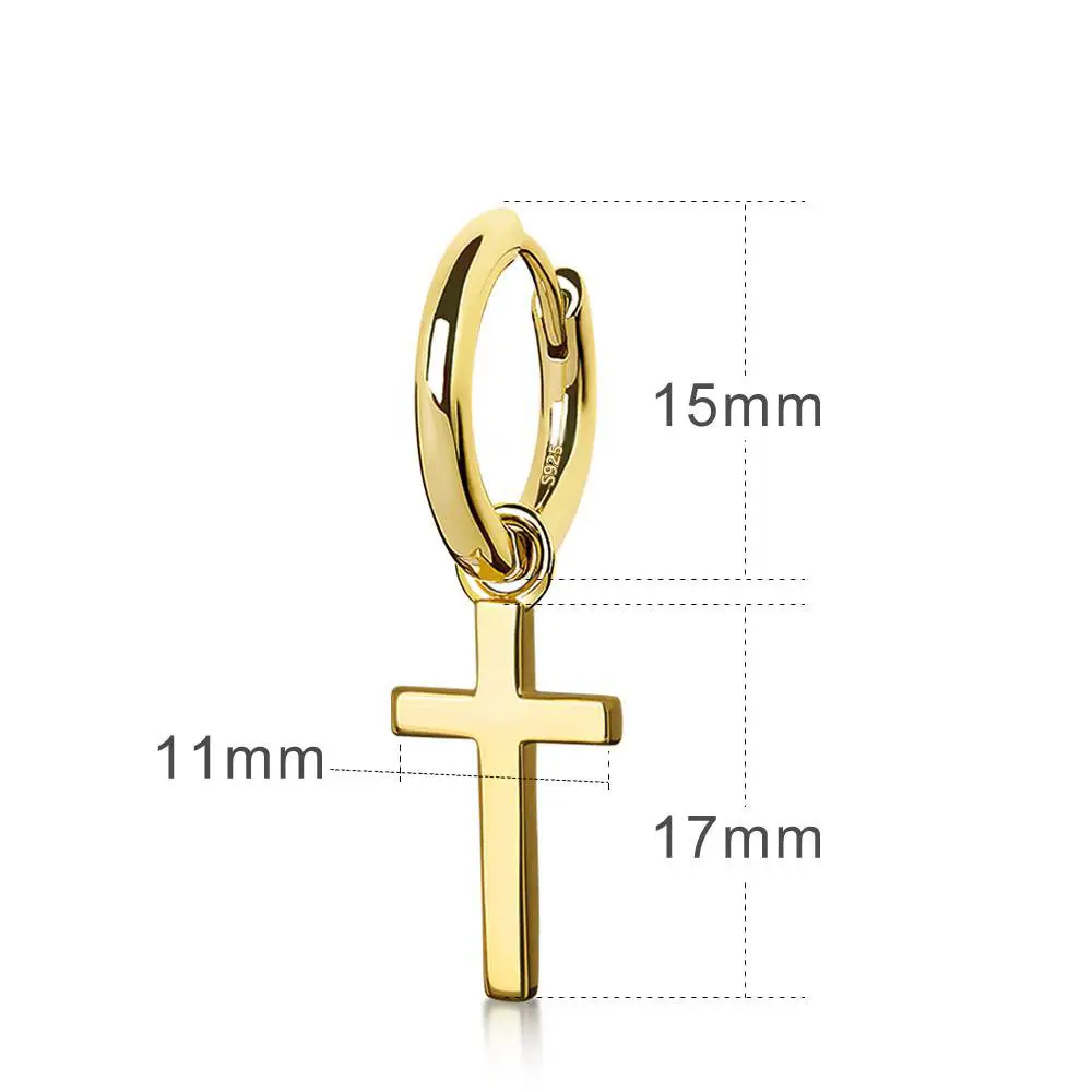 European And American Hot Style Small S925 Silver Cross Earrings