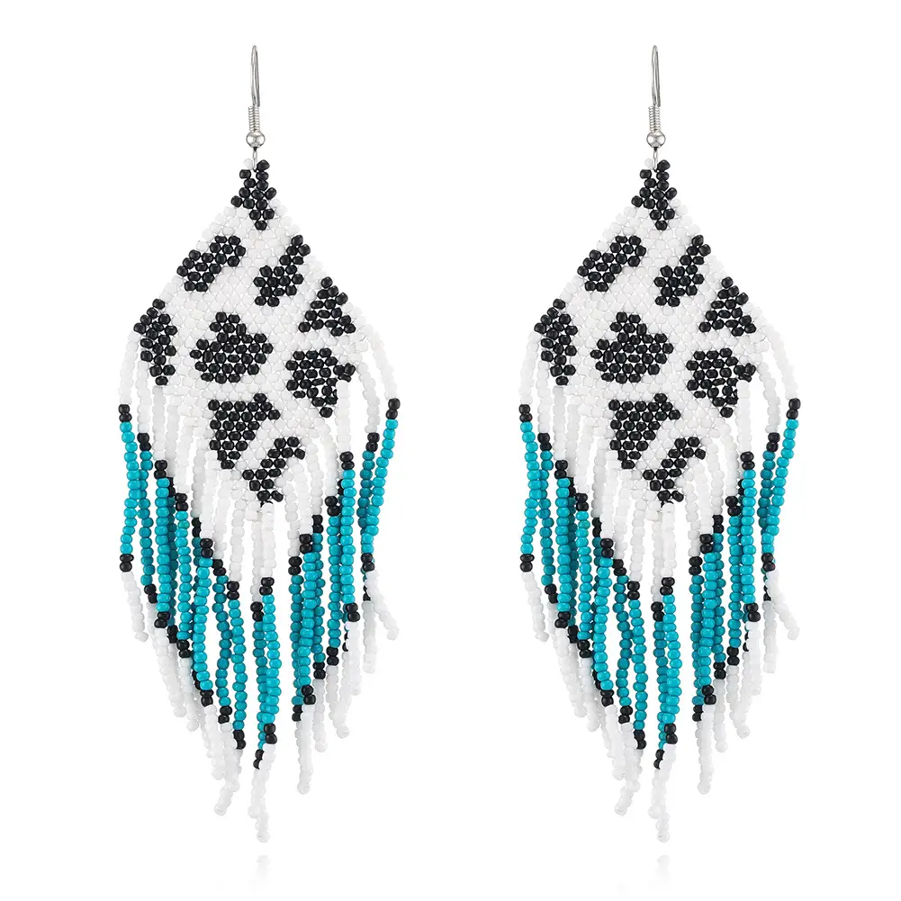 Rice Beads Hand Woven Cow Print Earpiece Female