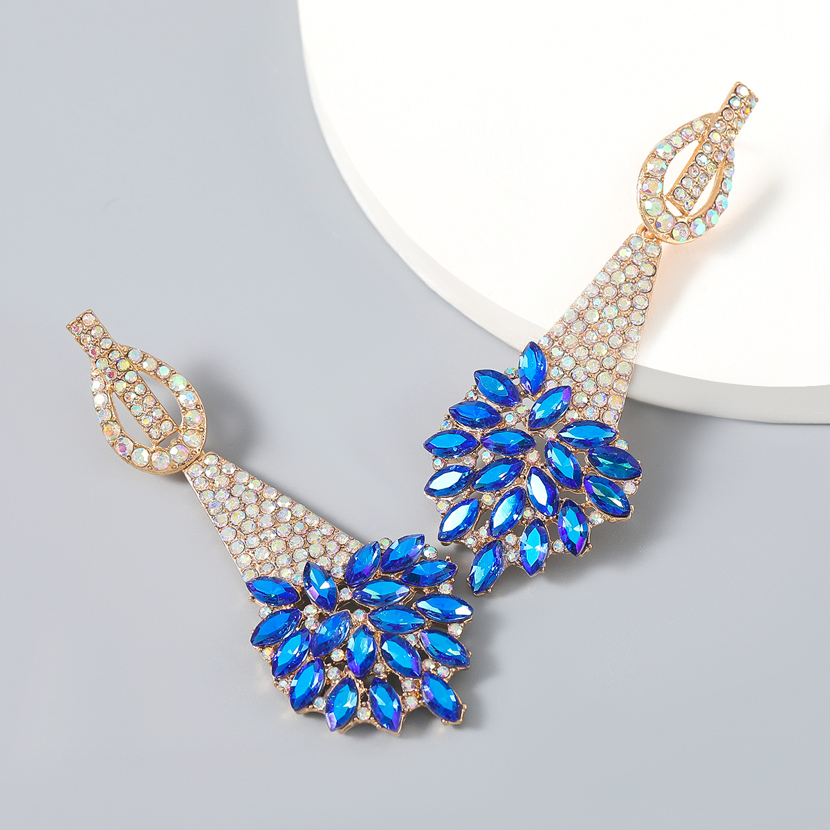 Flower Full Diamond Earrings Trendy Women European And American Exaggerated Earrings