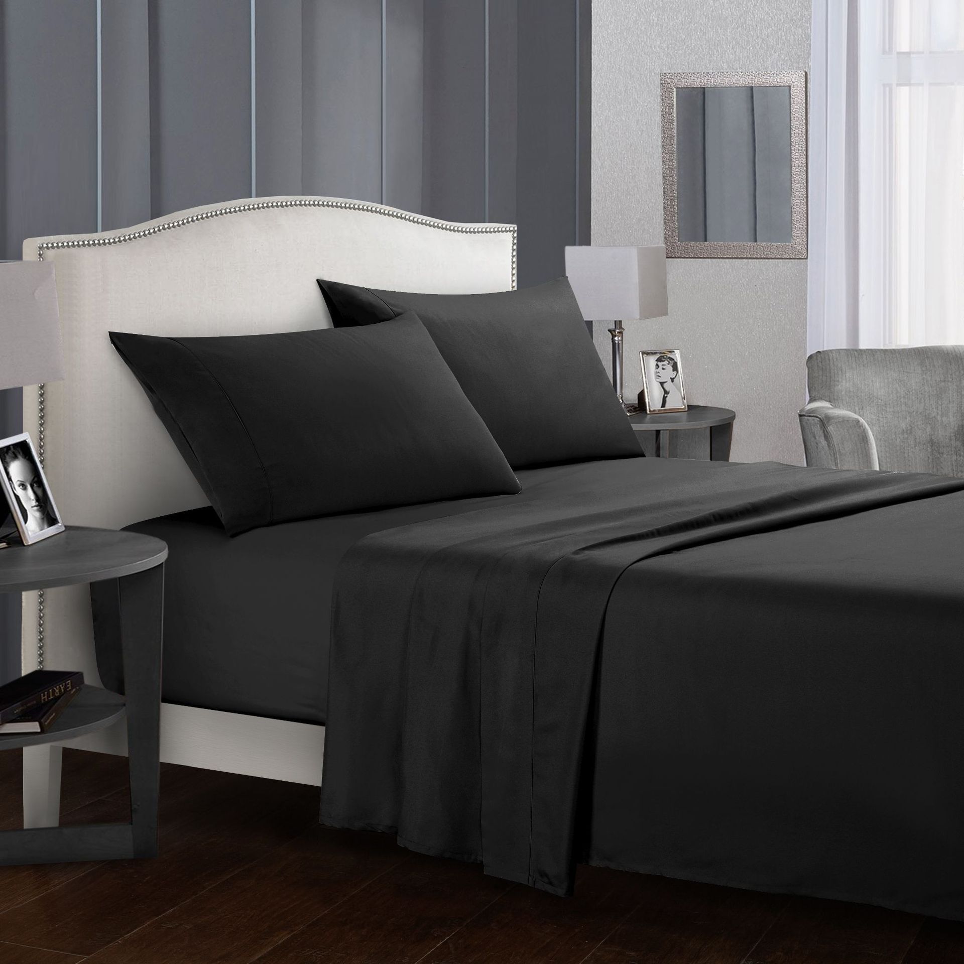 King 4-Piece Sheet Set — Black