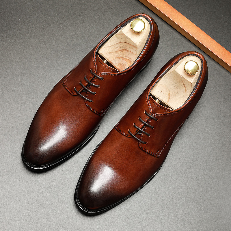 Inner Heightening Men's Smooth Toe Leather Dress Shoes