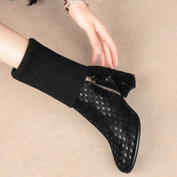 Short Boots Women's Mid-heel Wool Plus Size