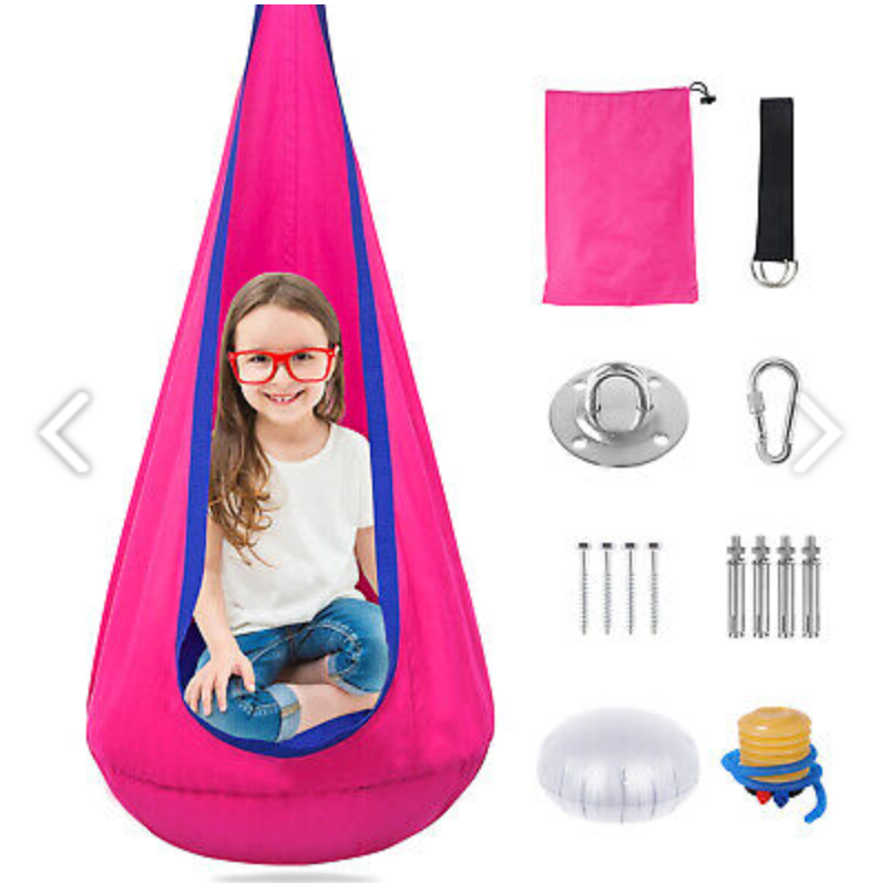 Kids Sensory Swing Indoor Oudoor Children Hammock Pod Swing W Inflatable Pillow - Image 1