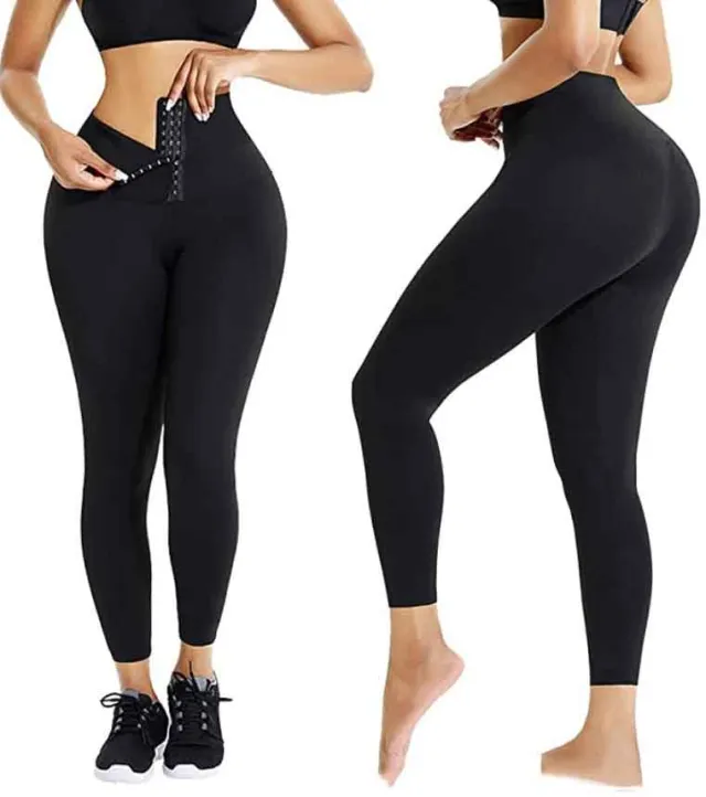 Fashion Ladies Simple Double Breasted Yoga Tights Black - Shop at LoveMi