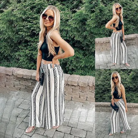 Womens Casual Wide-leg Pants Trousers