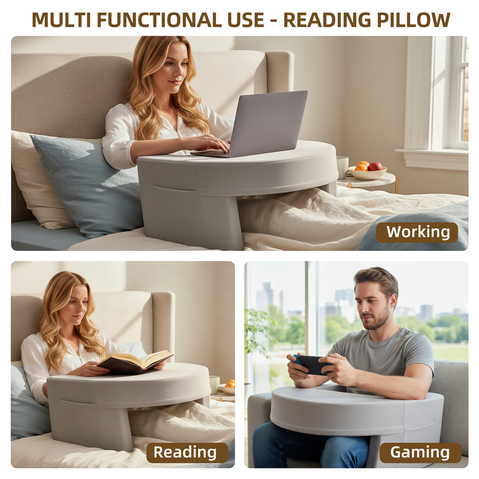 Stable Support Reading Pillow, Hand Support, Waist Support And Multiple Uses image 15