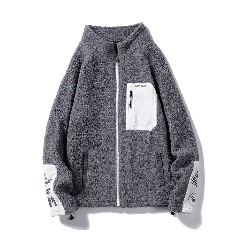 Title 6, Pocket raglan sleeve stand collar cardigan