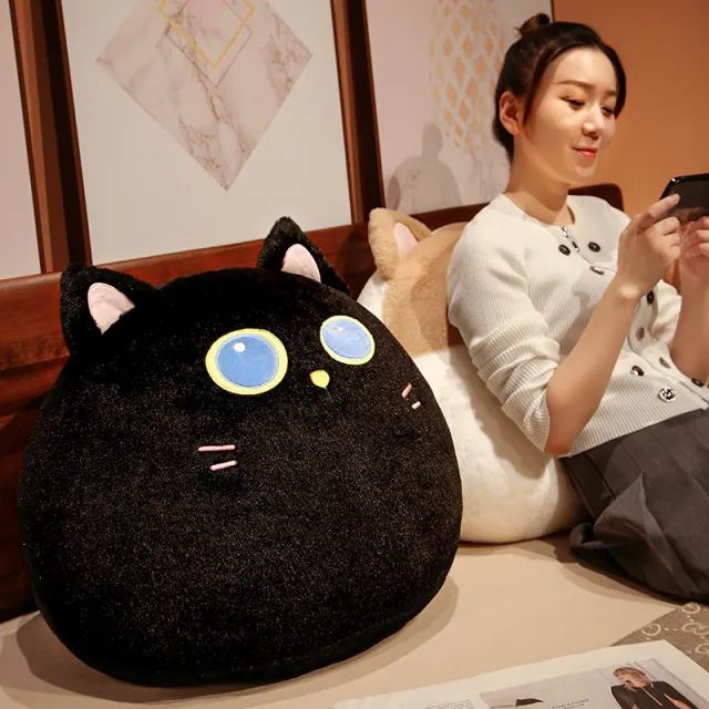 Fat Cat Plush Toy Cute Little Rabbit Bed Pillow Cushion Girl Sleeping Cuddle Sleeping Doll Black Cat - Shop at LoveMi