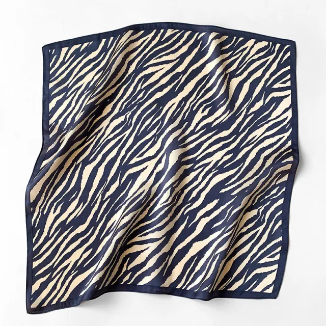 Silk Small Square Scarf Female Striped 53cm Silkworm Decorative Blue And White - Shop at LoveMi