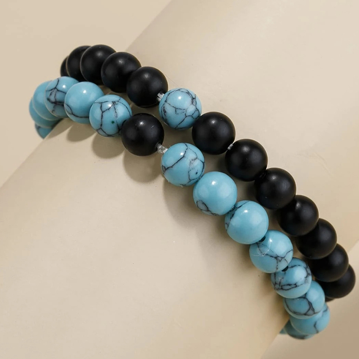 Fashion Retro Personality Style Set Of 2 Frosted Bead Bracelets