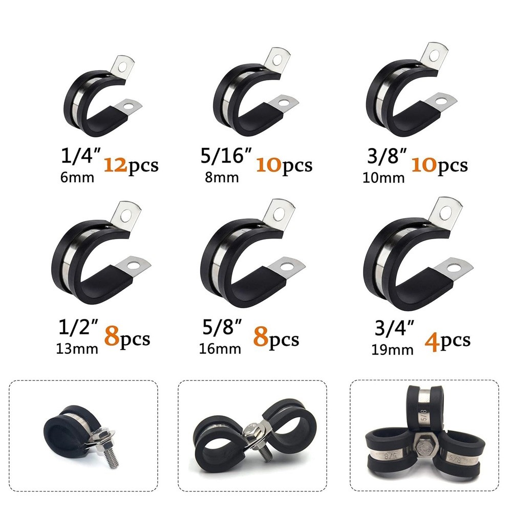 52 pièces p clips câble tuyau colliers de serrage support pince à air ensemble de – Image 7