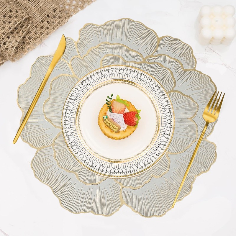 4XLuxury Flower Table Decor Placemats Round Place Mat Kitchen Dining Party — image 7