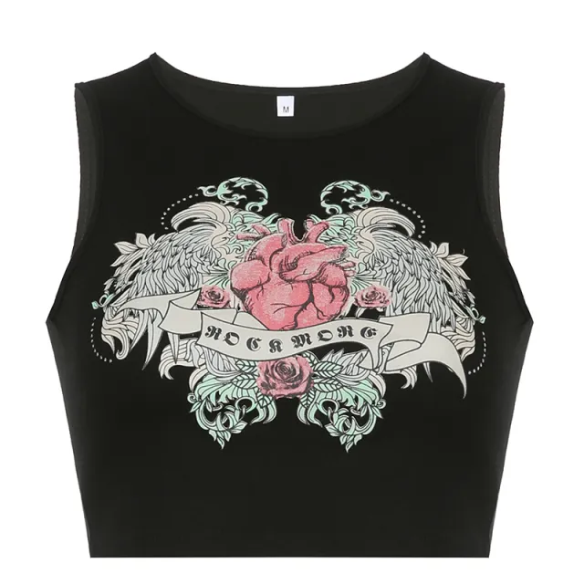 Spice Girls Print Vest Small Vest Street Personality Show Navel Black - Shop at LoveMi