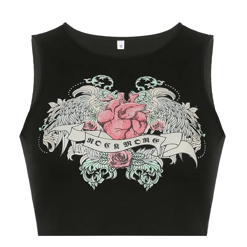 Spice Girls Print Vest Small Vest Street Personality Show Navel - Black