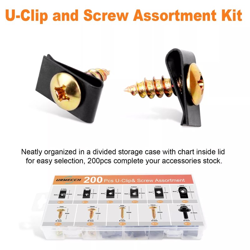 200X Universal Metal U-Type Screw   Clips Car Bumper Fender Trim Panel Fastener