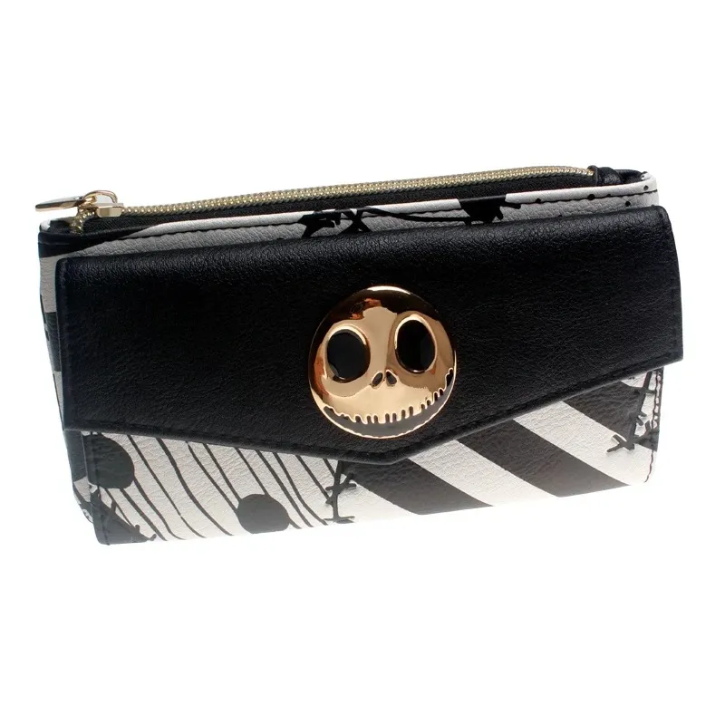 Cartoon Wallet Skull Long Buckle Wallet PU Leather Fashion Clutch - Black
