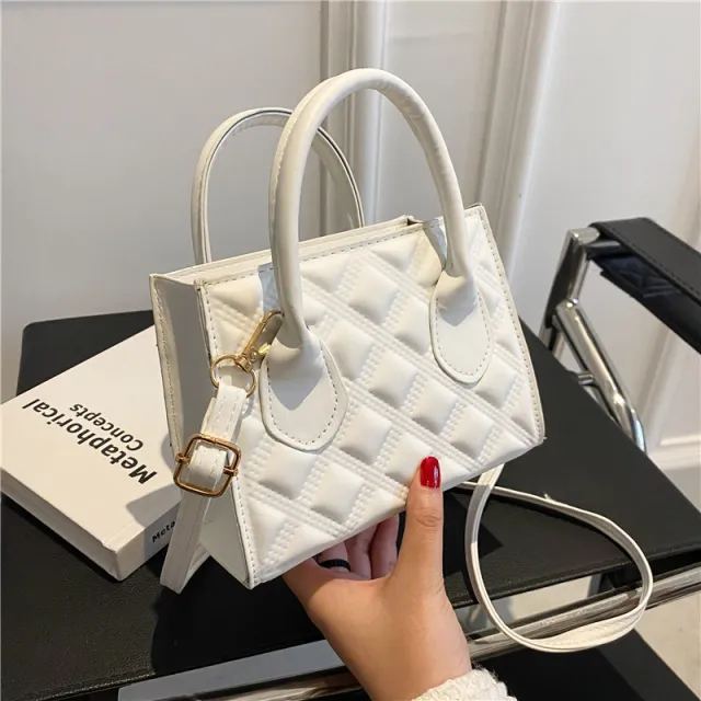 Small Square Bag Simple Personality Portable Messenger Bag White - Shop at LoveMi