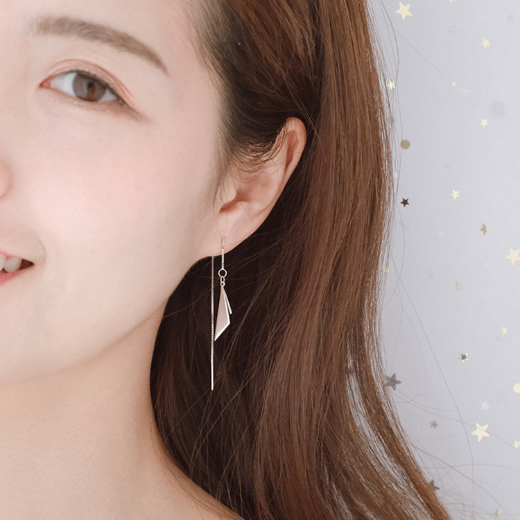 New Trendy, Thin Face Earrings, Long Temperament And White Fungus Wire