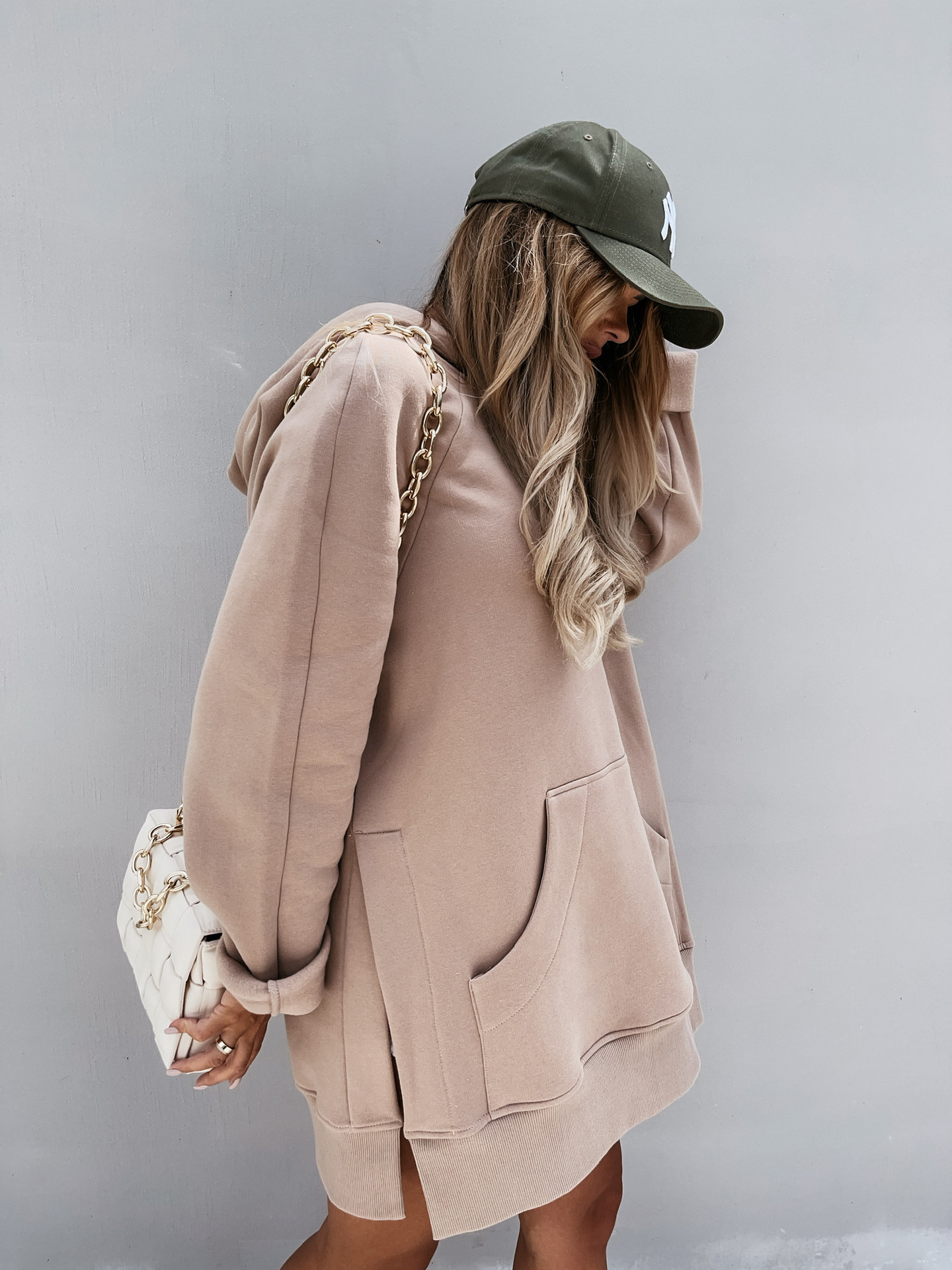 Long Sleeve Solid Color Pullover Hooded Drawstring Sweatshirt Women's