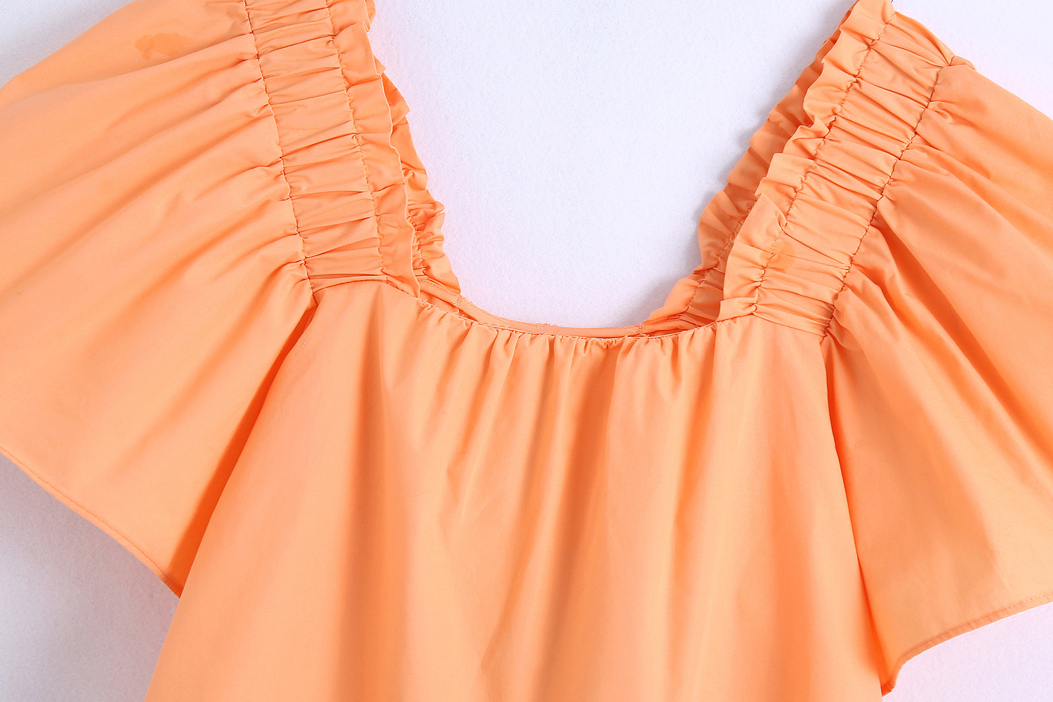 New European And American Puff Sleeve Silk Solid Color Loose Top