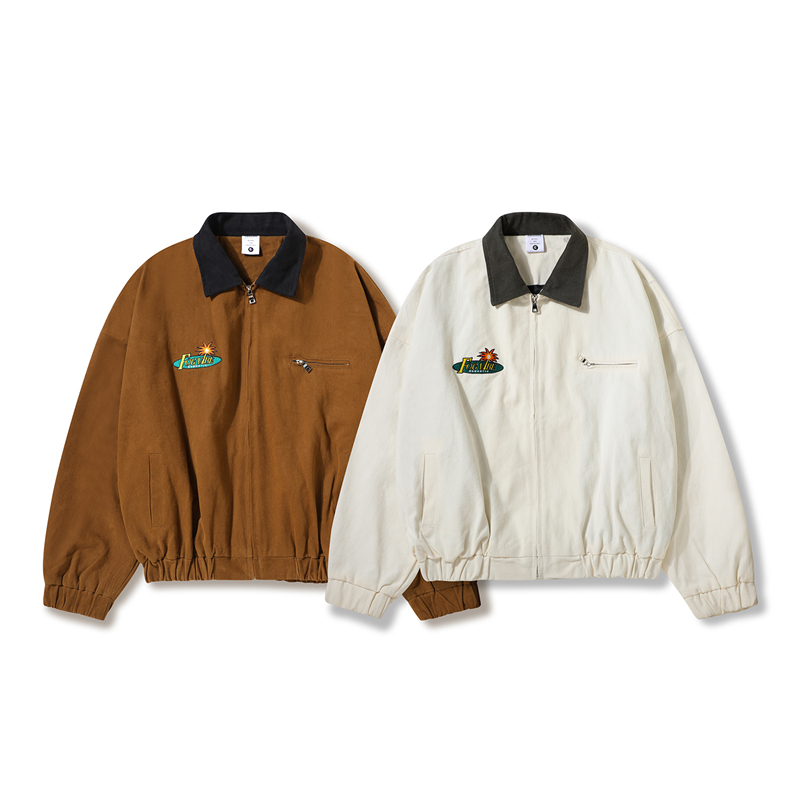 Men's And Women's Loose-fitting Vintage Embroidered Lapel Workwear Jacket — image 1