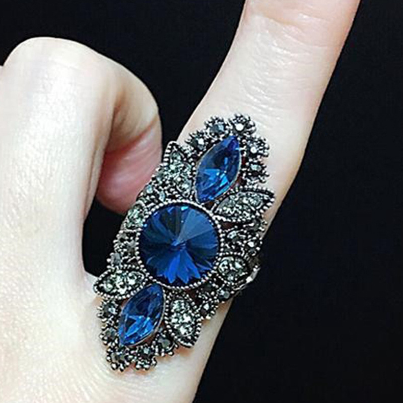 Fashion Women's Jewelry Plated With Blue Zircon Ring