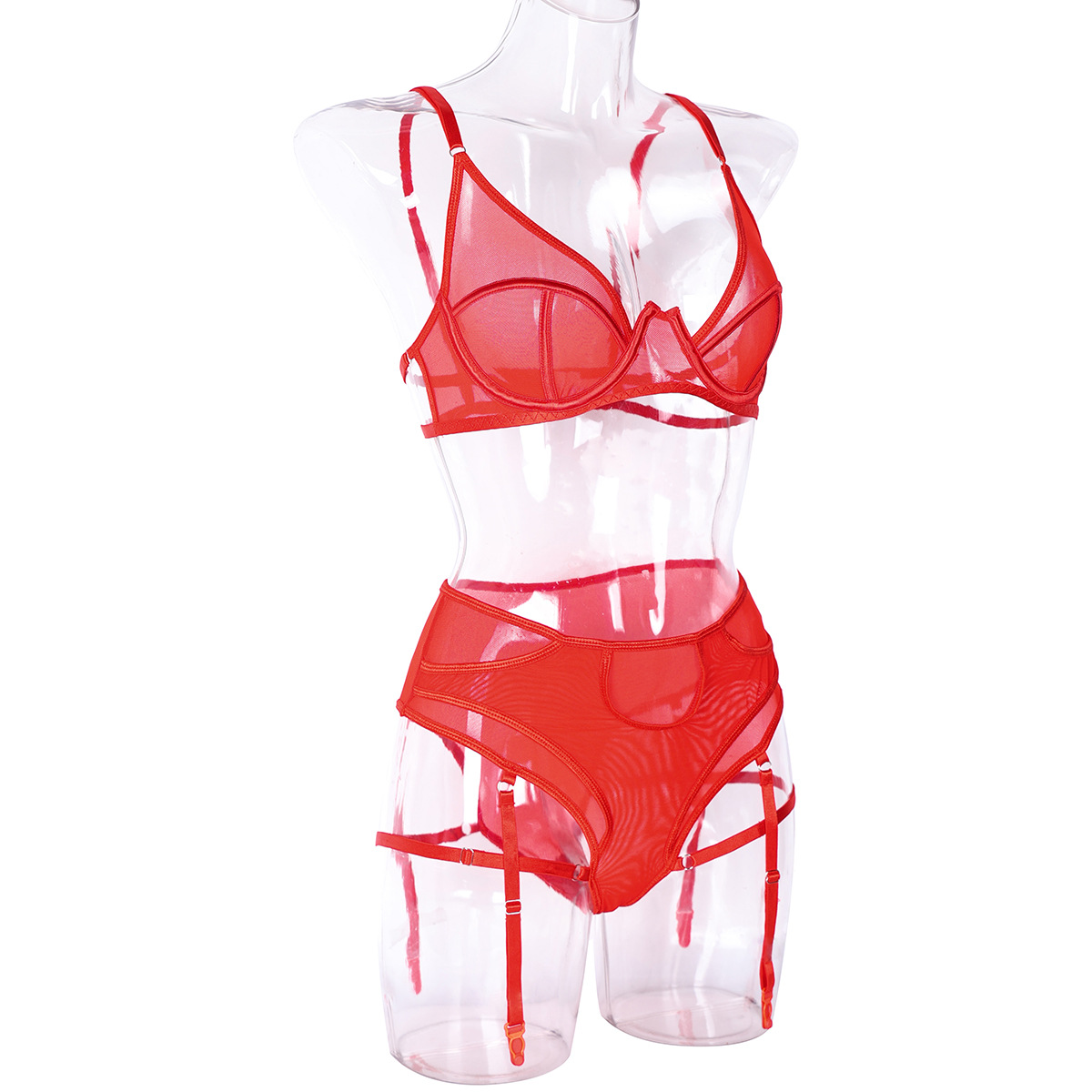 Mesh Comfortable Slimming Gathering Underwear Suit With Steel Ring - Image 3