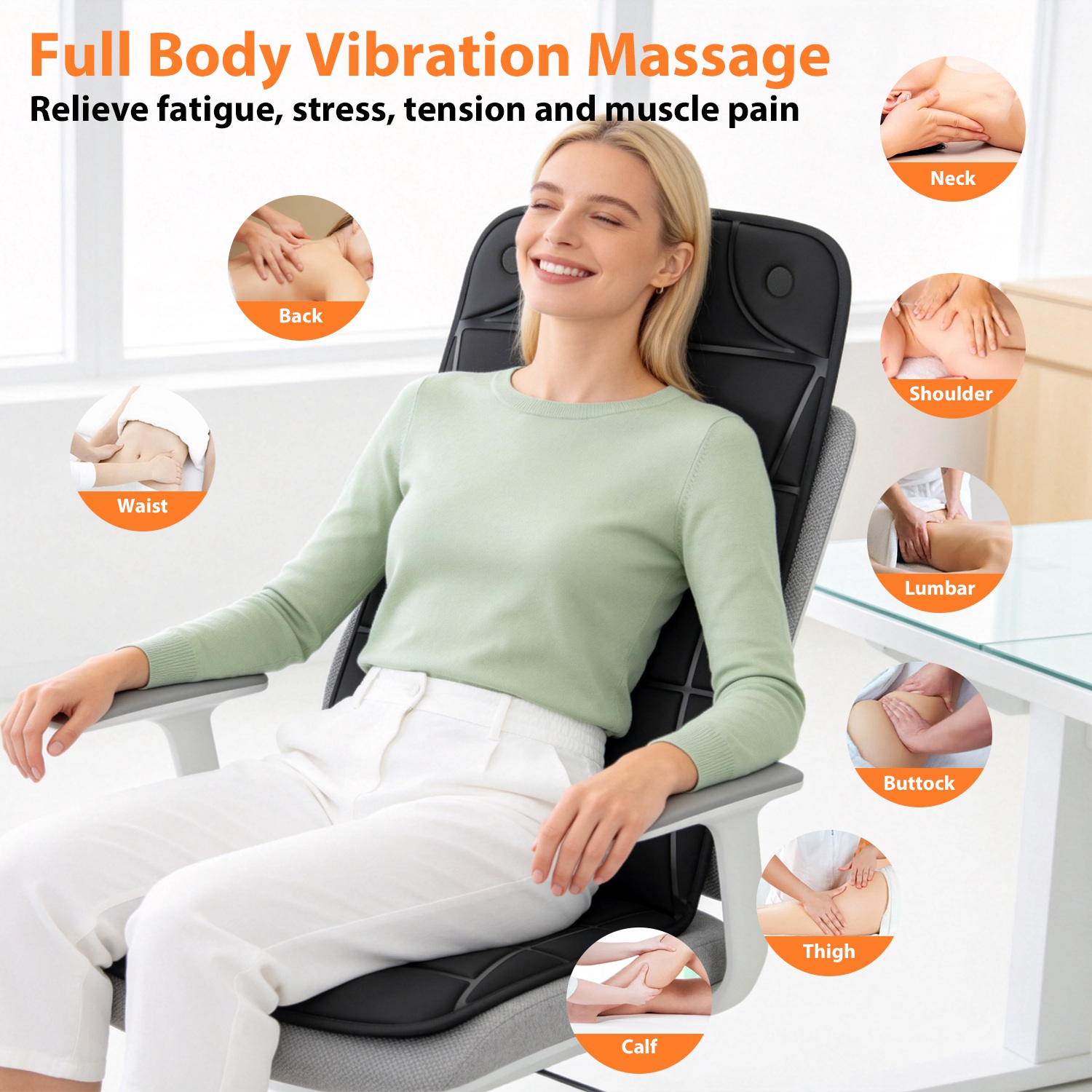 Vibration Massage Mat With Heat Full Body Massage Mattress Pad Electric Heated Massager With 10 Motors 9 Modes 9 Intensities 3 Heating Levels 3 Timer With Storage Bag Earplugs Car Charger For Neck Ba