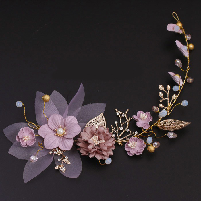 Handmade Head Gold Leaf Branch Flower Wedding Hair Accessories