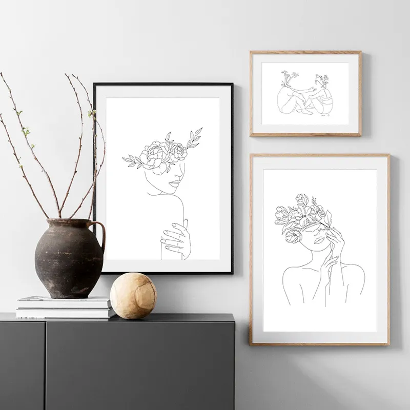Abstract Botanical Canvas Drawing Style Home Decor – image 6