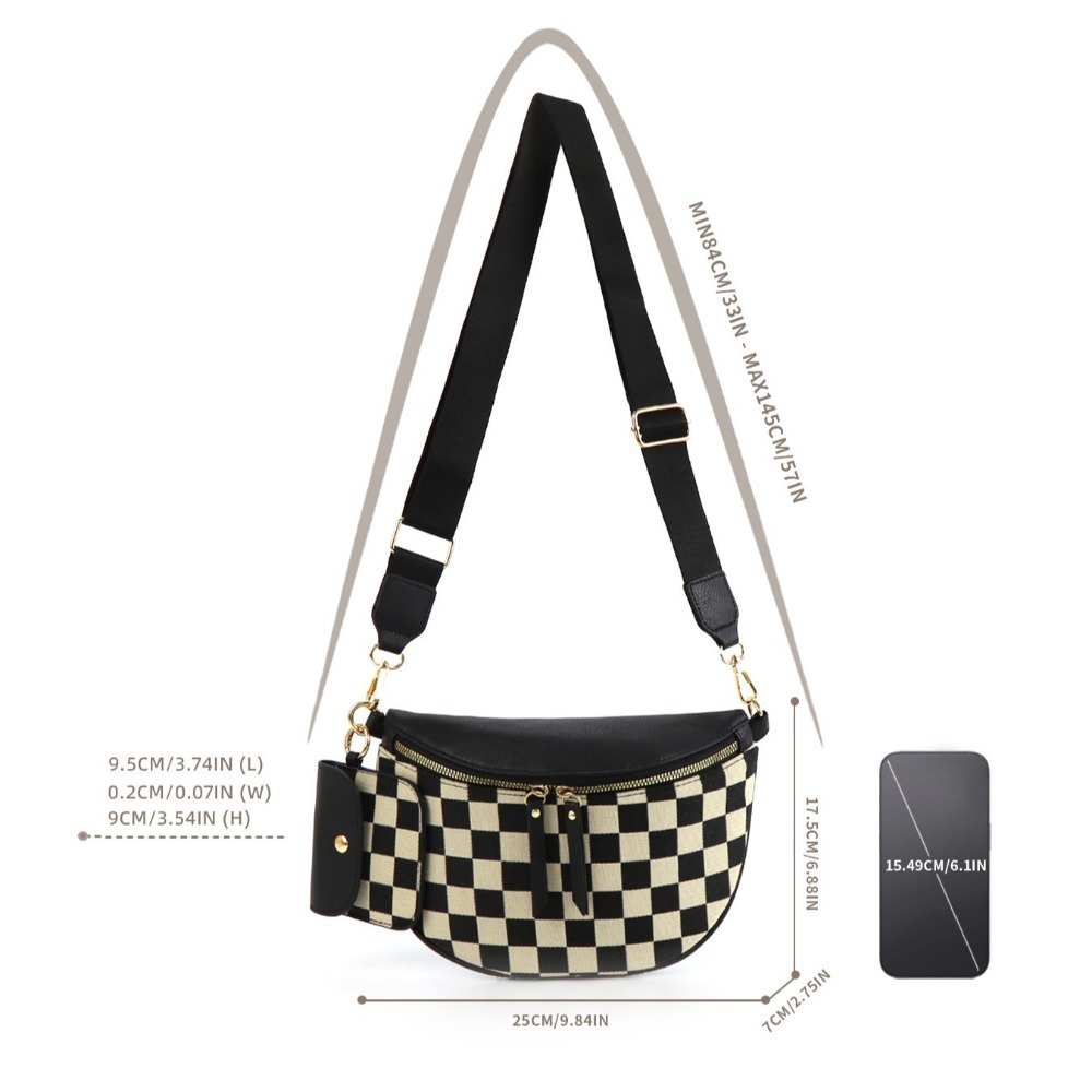 Ladies' Trendy Checkerboard Pattern Portable Bag 2