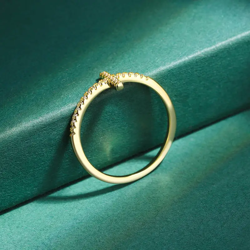 Cross Silver Ring Plated With 14K Gold
