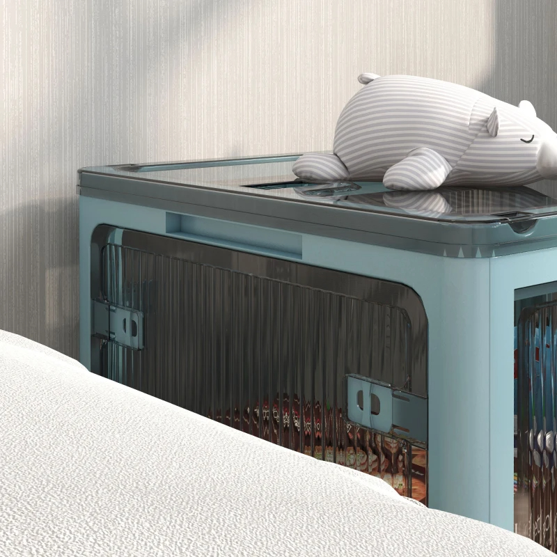 Stackable Storage Bins With Lids, Wheels, And Collapsible, Blue_voghion.com