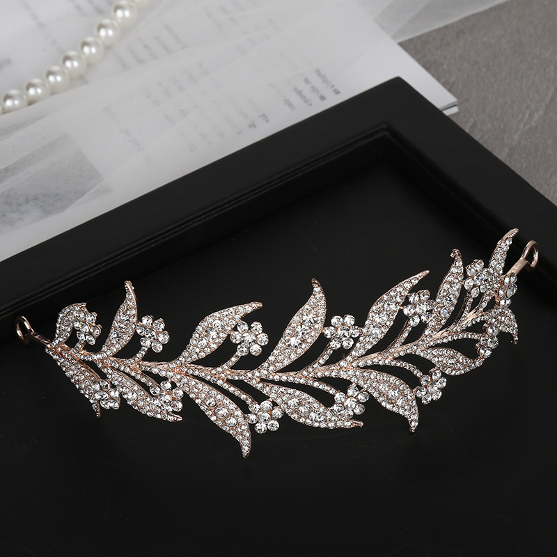 Alloy Paved White Rhinestone Bridal Wedding Accessories Rose Gold - Shop at LoveMi